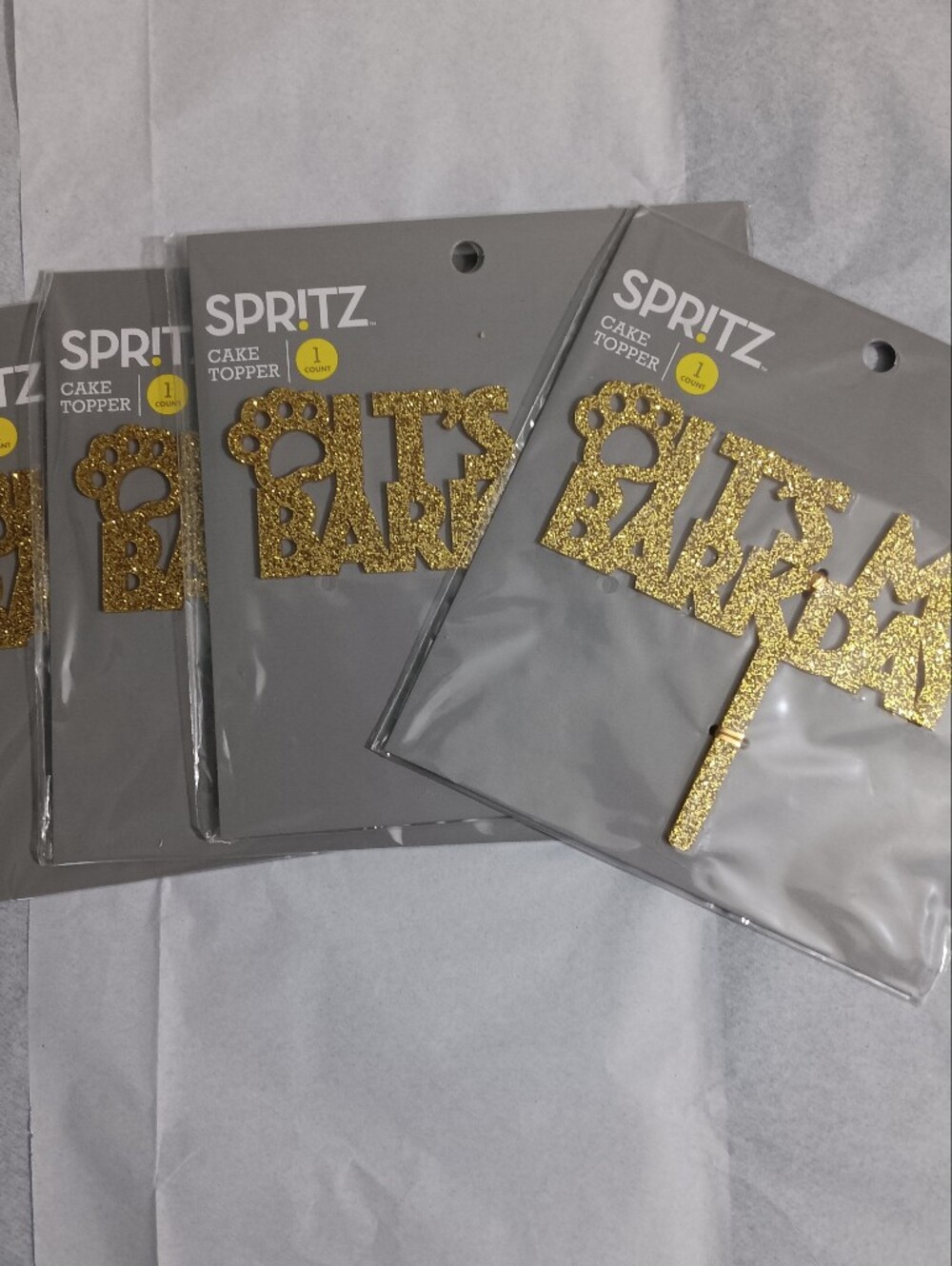 Spritz Gold Glitter 'It's My Barkday' Cake Topper(Set)